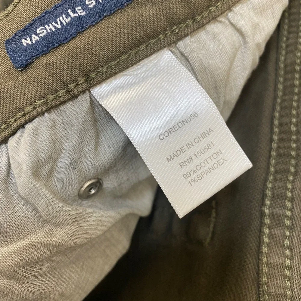 Flag & Anthem Pants Men 34/32 Nashville Straight Olive Stretch China 5-Pocket